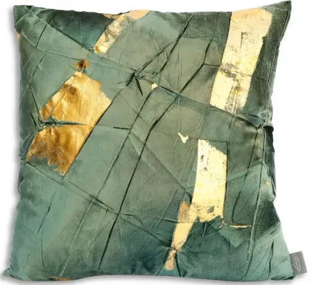 Aviva Stanoff Gold Facet Cinder Hand-Painted Velvet Pillow, 20" x 20"