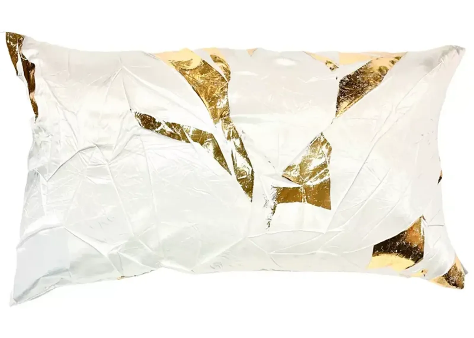 Aviva Stanoff Gold Facet Ivoire Hand-Painted Silk Pillow, 12" x 20"