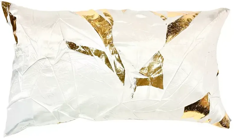 Aviva Stanoff Gold Facet Ivoire Hand-Painted Silk Pillow, 12" x 20"