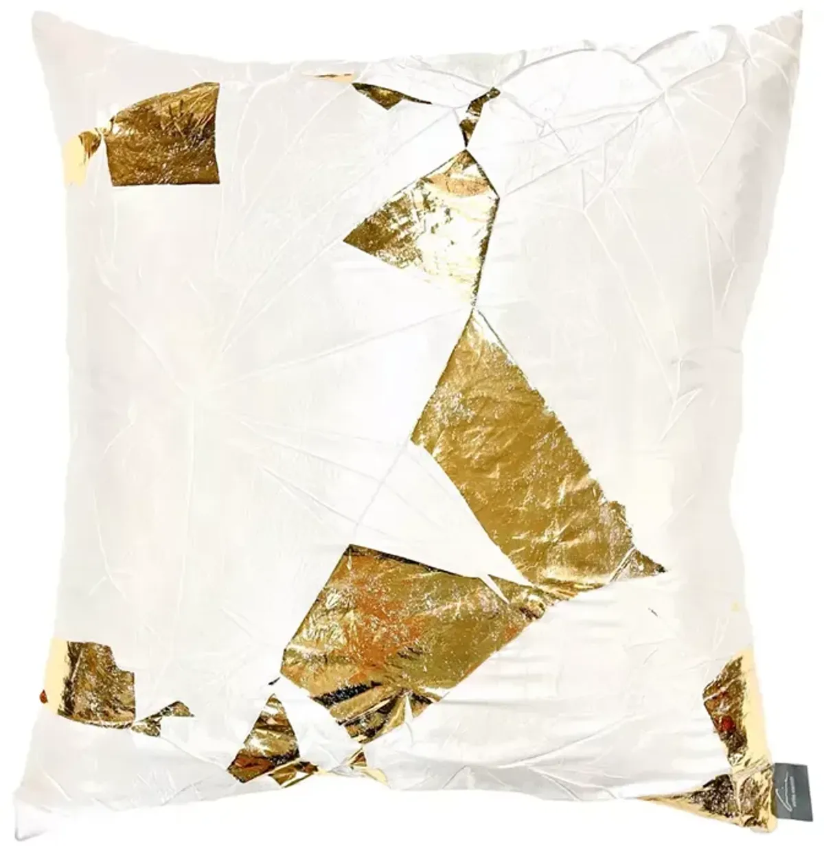 Aviva Stanoff Gold Facet Ivoire Hand-Painted Silk Pillow, 20" x 20"