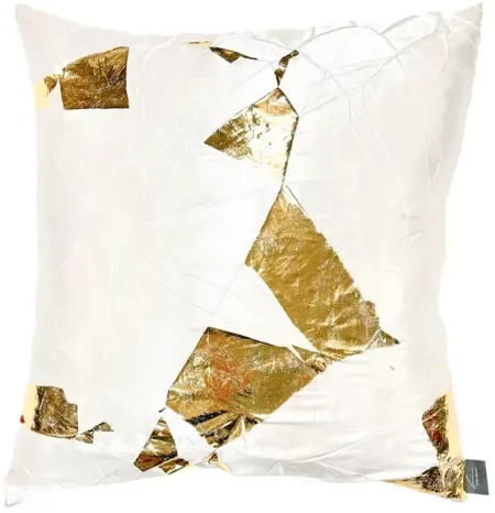 Aviva Stanoff Gold Facet Ivoire Hand-Painted Silk Pillow, 20" x 20"