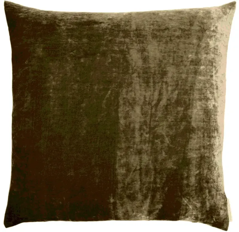 Aviva Stanoff Dark Taupe Silk Velvet Pillow, 20" x 20" 