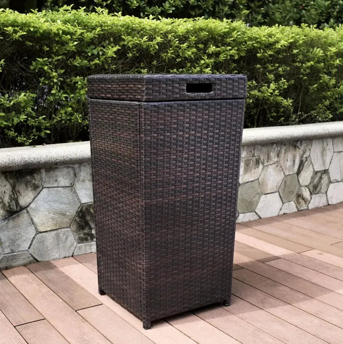 Sparrow & Wren Avalon Outdoor Wicker Trash Bin