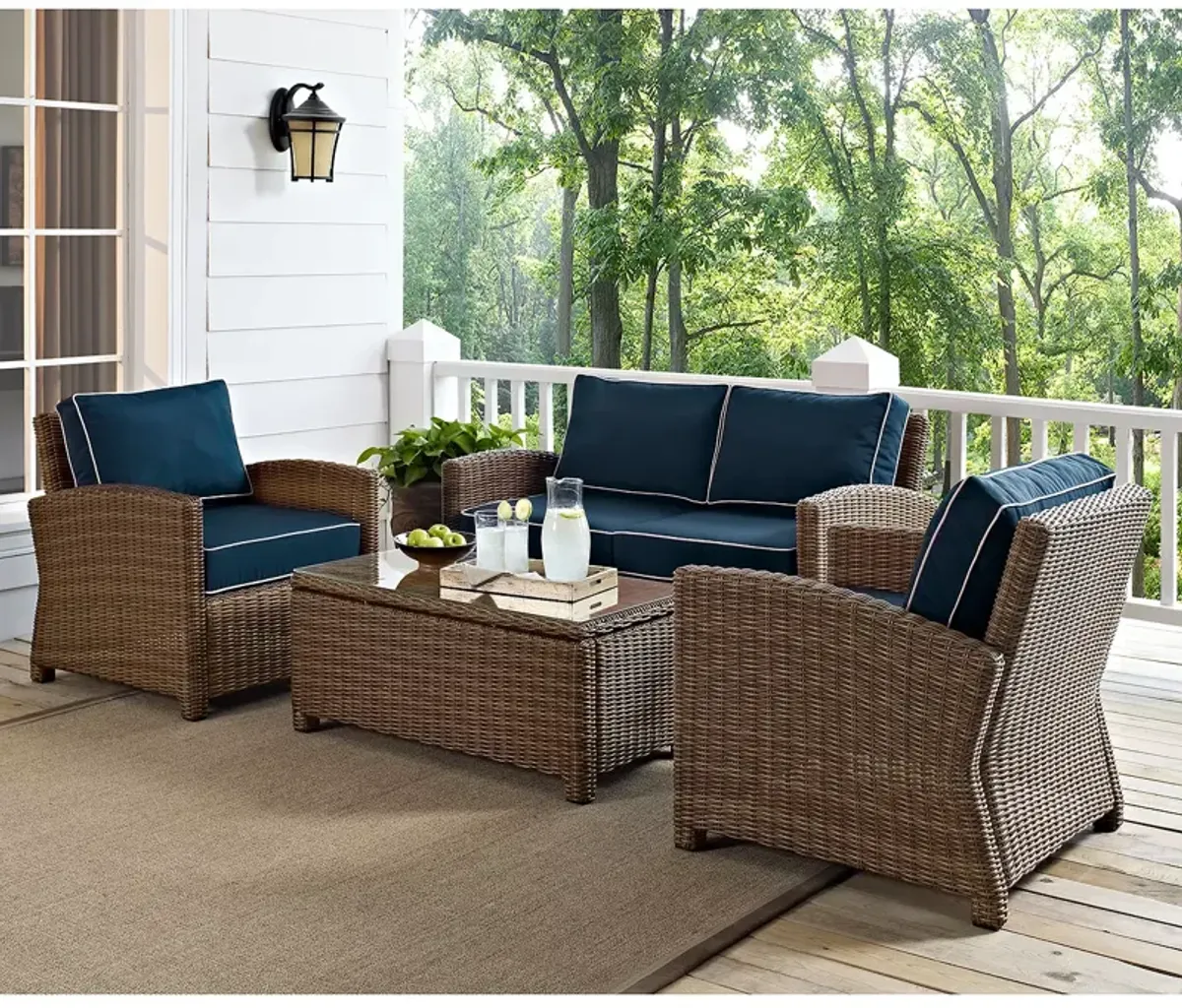 Sparrow & Wren Walton 4 Piece Outdoor Wicker Conversation Set