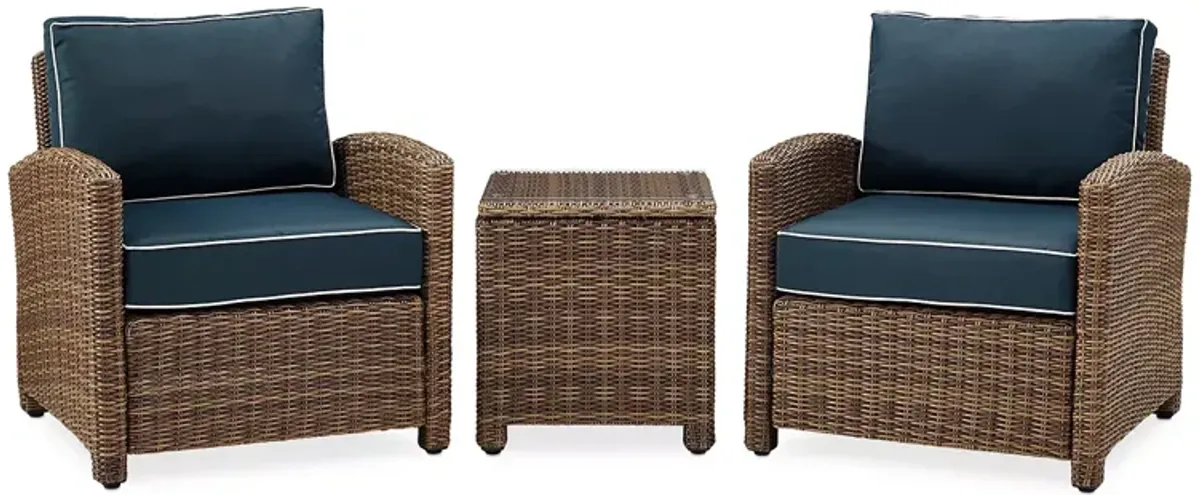 Sparrow & Wren Bradenton 3 Piece Outdoor Wicker Armchair Set