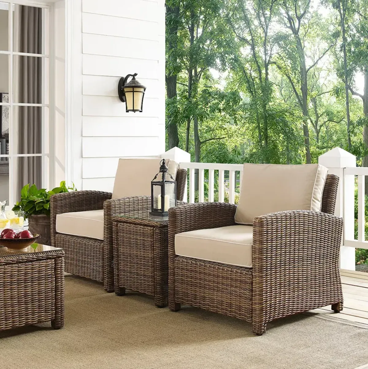 Sparrow & Wren Bradenton 3 Piece Outdoor Wicker Armchair Set