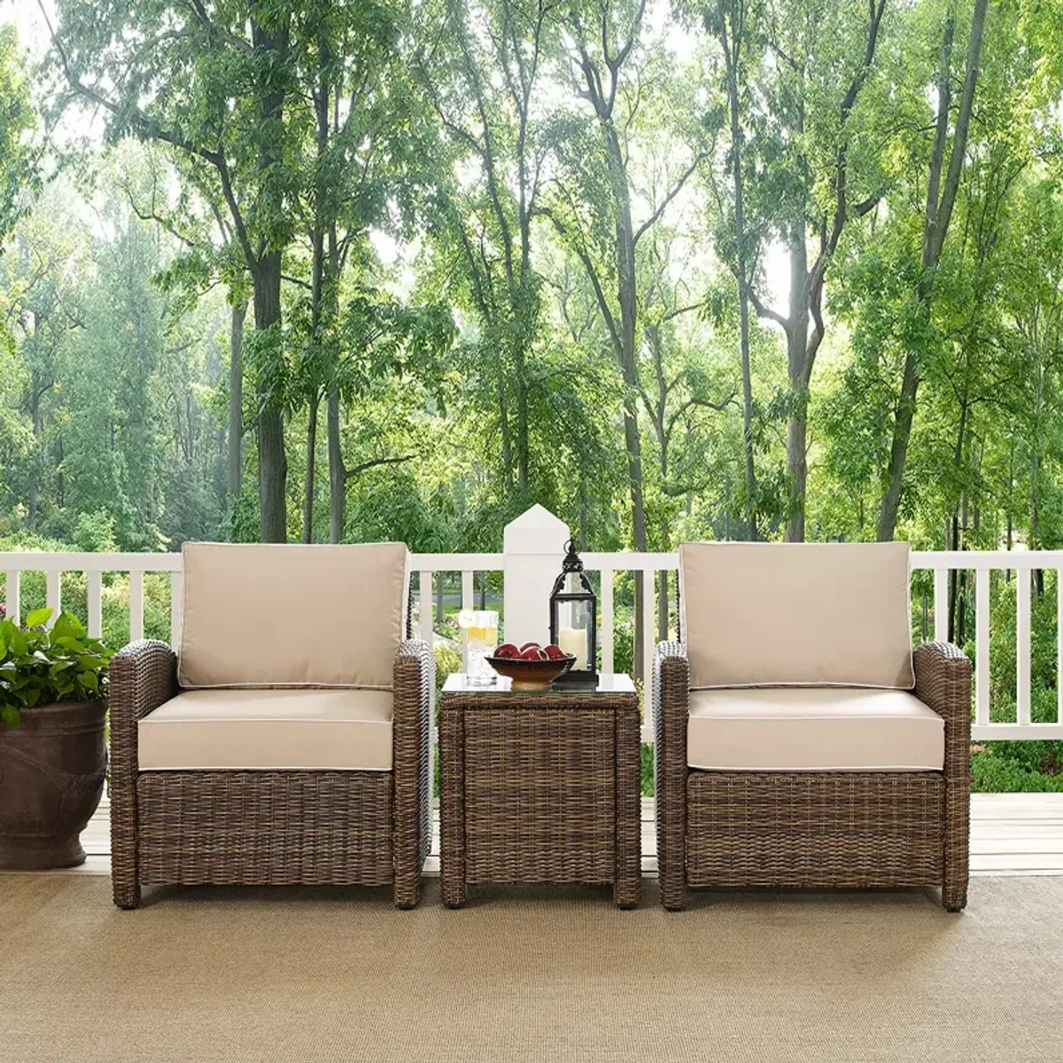 Sparrow & Wren Bradenton 3 Piece Outdoor Wicker Armchair Set