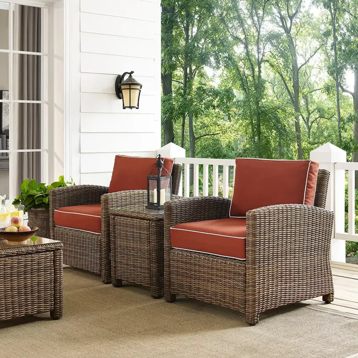 Sparrow & Wren Bradenton 3 Piece Outdoor Wicker Armchair Set