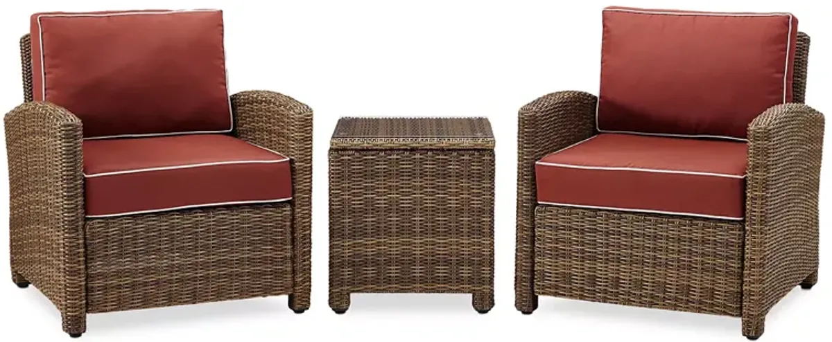 Sparrow & Wren Bradenton 3 Piece Outdoor Wicker Armchair Set