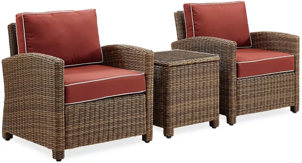 Sparrow & Wren Bradenton 3 Piece Outdoor Wicker Armchair Set