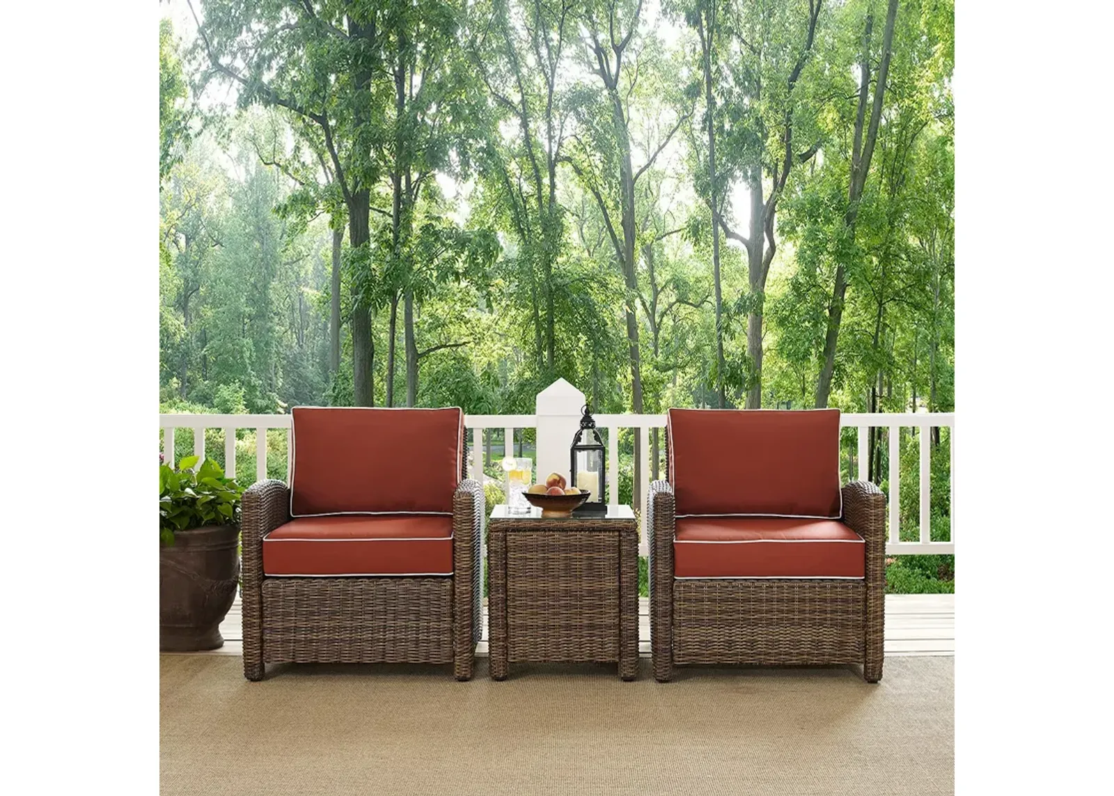 Sparrow & Wren Bradenton 3 Piece Outdoor Wicker Armchair Set