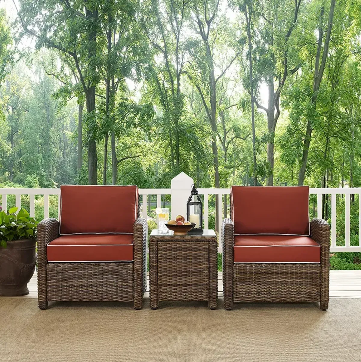 Sparrow & Wren Bradenton 3 Piece Outdoor Wicker Armchair Set