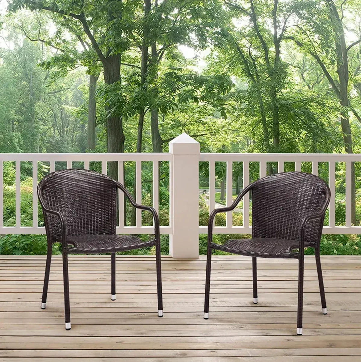 Sparrow & Wren Avalon 2 Piece Outdoor Wicker Stackable Chair Set