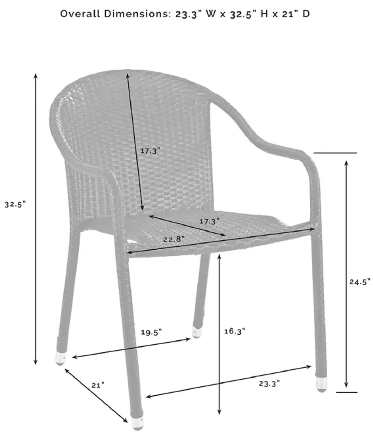 Sparrow & Wren Avalon 2 Piece Outdoor Wicker Stackable Chair Set