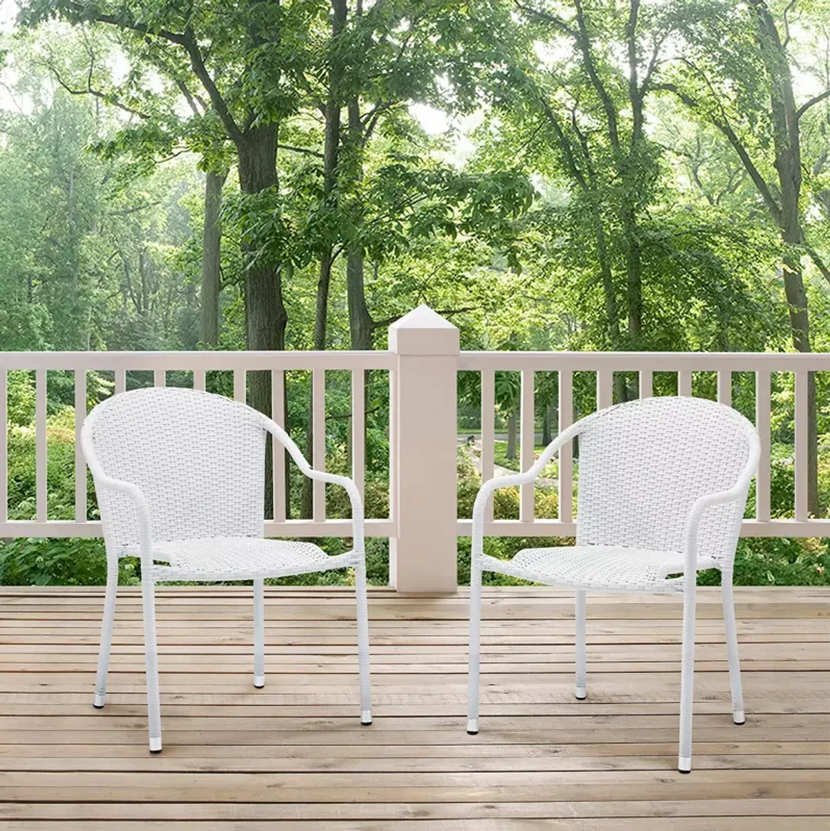 Sparrow & Wren Avalon 2 Piece Outdoor Wicker Stackable Chair Set