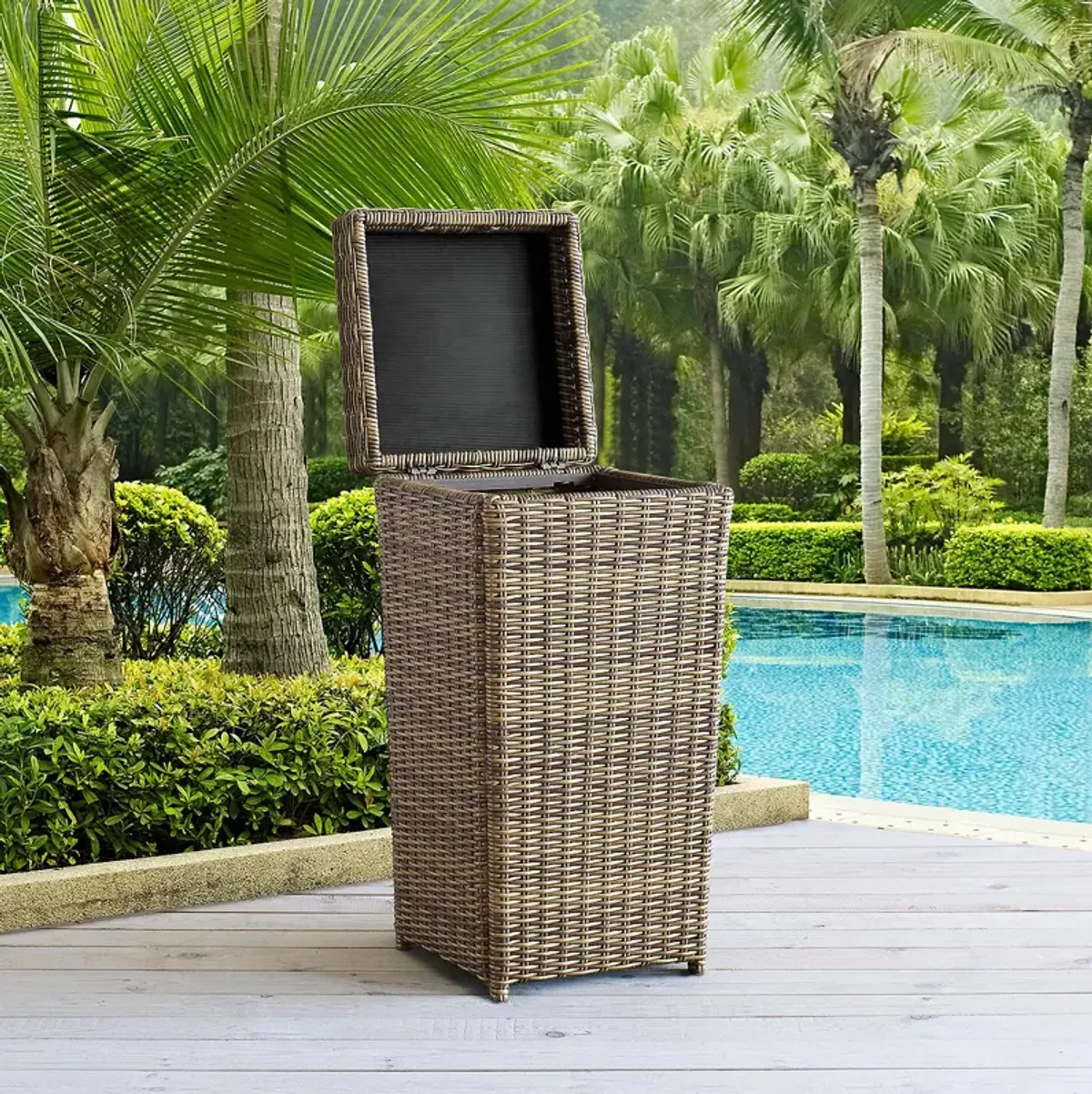 Sparrow & Wren Walton Outdoor Wicker Trash Can