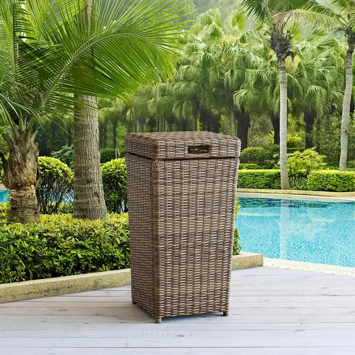 Sparrow & Wren Walton Outdoor Wicker Trash Can