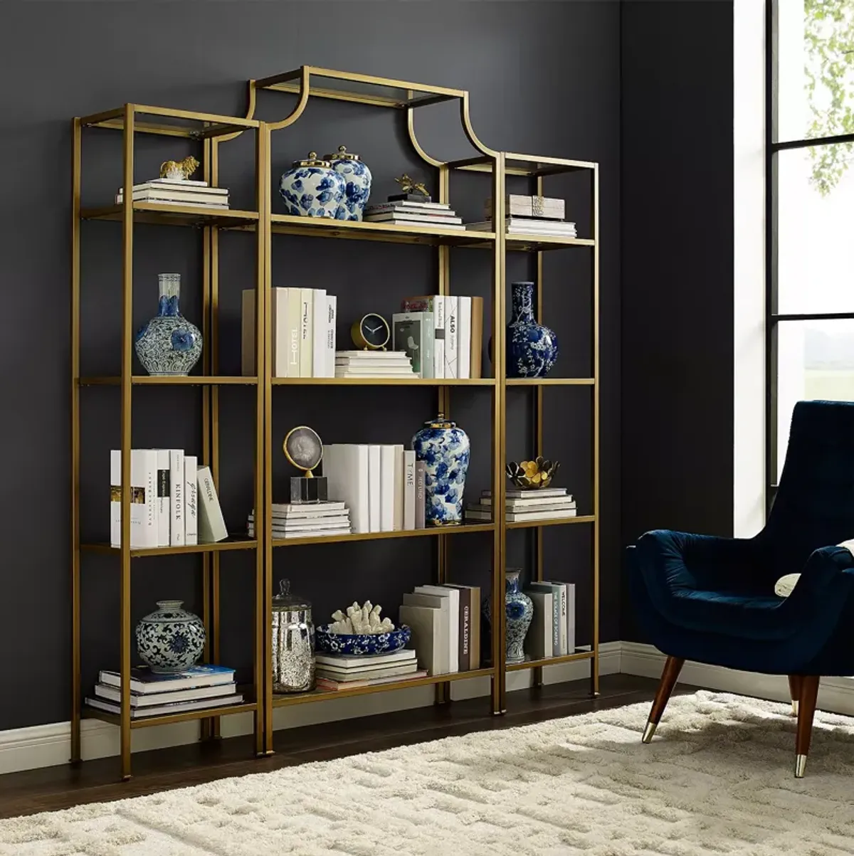 Sparrow & Wren Aimee 3 Piece Etagere Set, Large Etagere & 2 Narrow Etageres