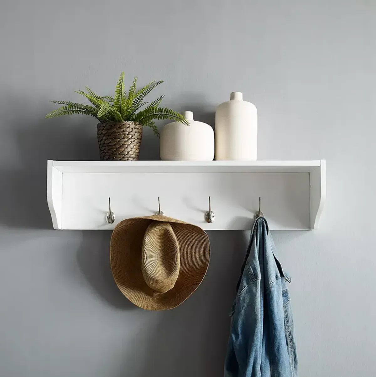 Crosley Harper Entryway White Storage Shelf