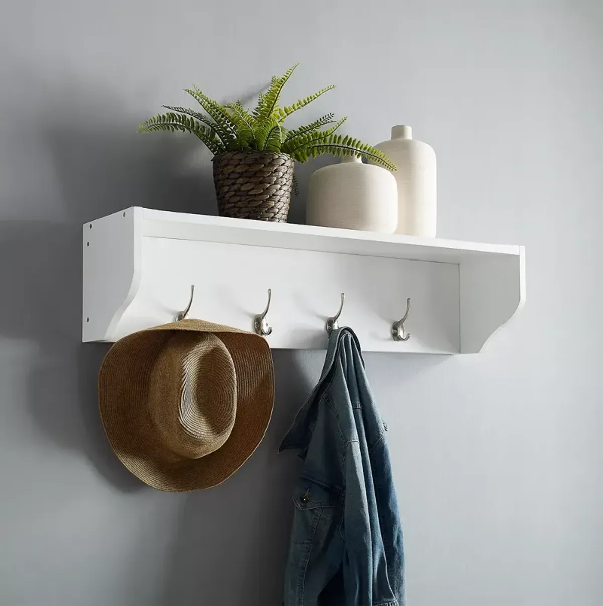 Crosley Harper Entryway White Storage Shelf