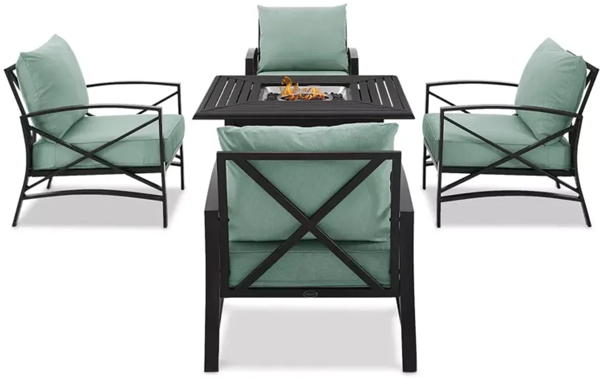 Sparrow & Wren Kaplan 5 Piece Outdoor Metal Conversation Set with Fire Table