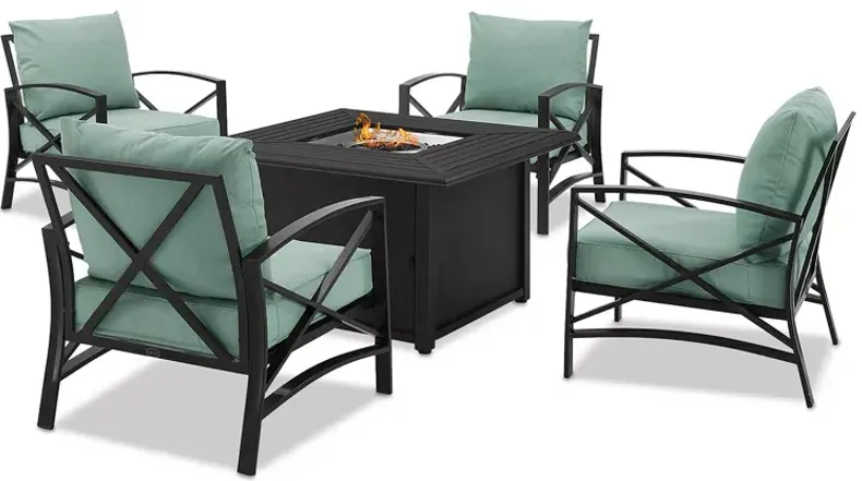 Sparrow & Wren Kaplan 5 Piece Outdoor Metal Conversation Set with Fire Table
