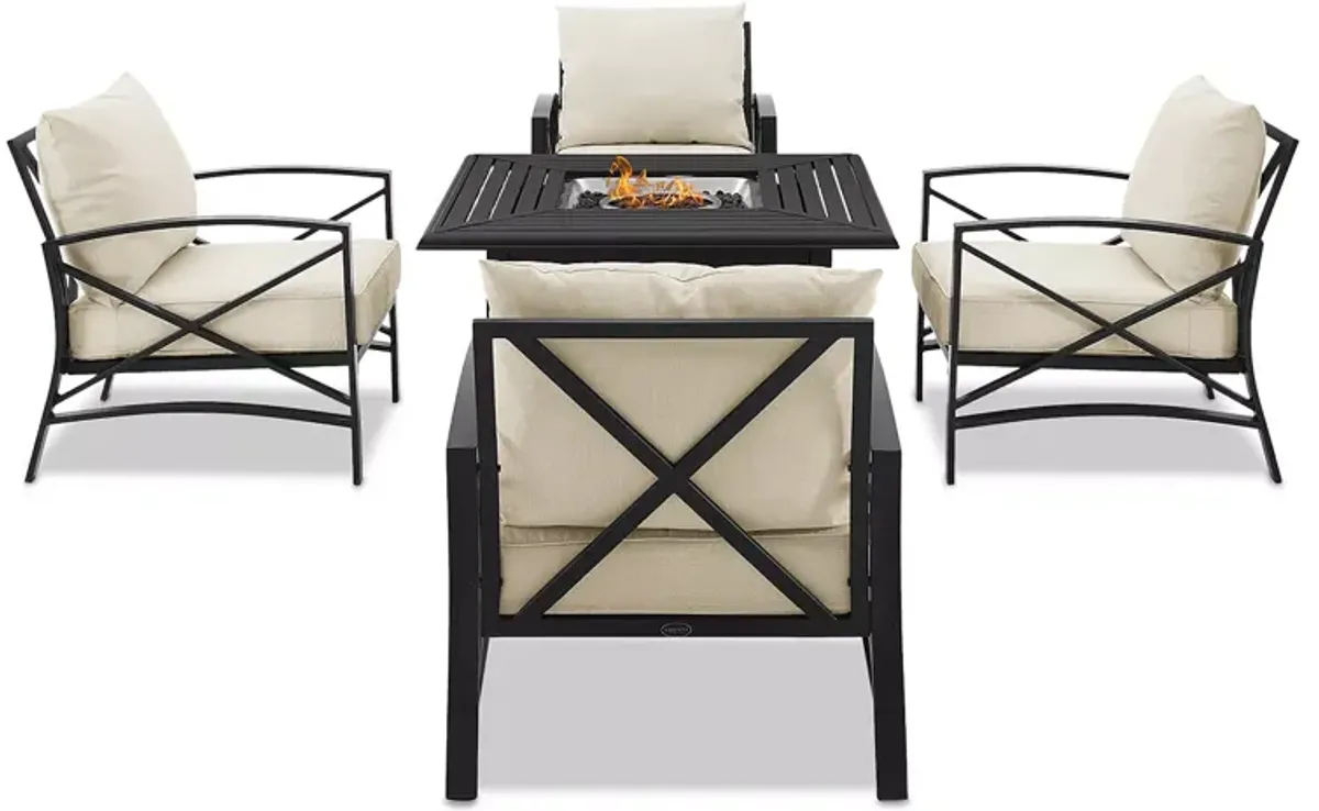 Sparrow & Wren Kaplan 5 Piece Outdoor Metal Conversation Set with Fire Table