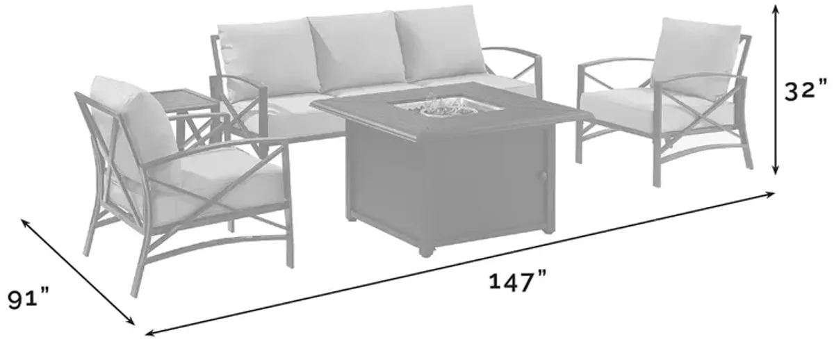 Sparrow & Wren Destin 5 Piece Outdoor Sofa Set with Fire Table