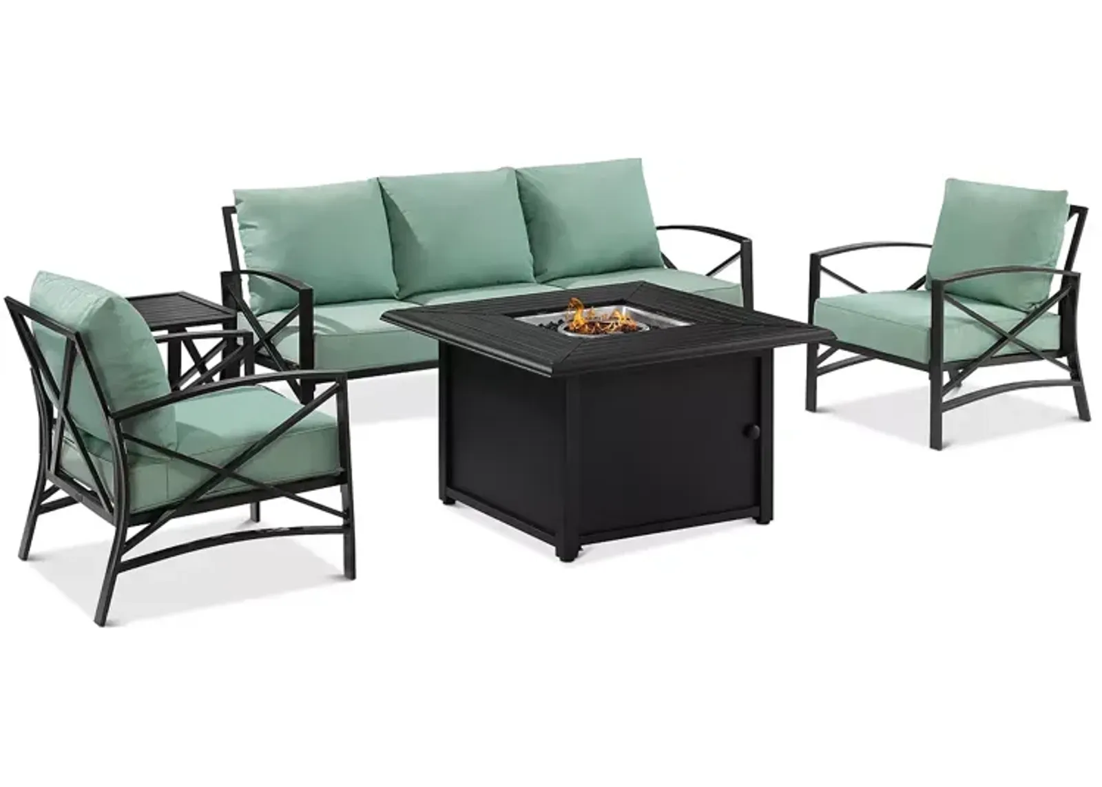 Sparrow & Wren Destin 5 Piece Outdoor Sofa Set with Fire Table