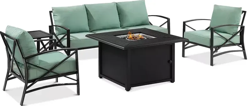Sparrow & Wren Destin 5 Piece Outdoor Sofa Set with Fire Table