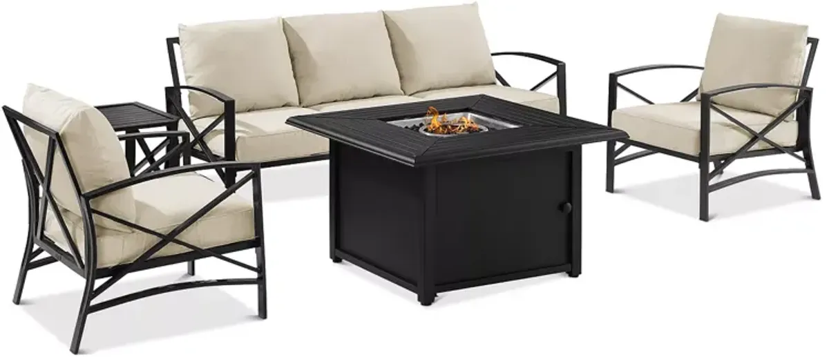 Sparrow & Wren Destin 5 Piece Outdoor Sofa Set with Fire Table