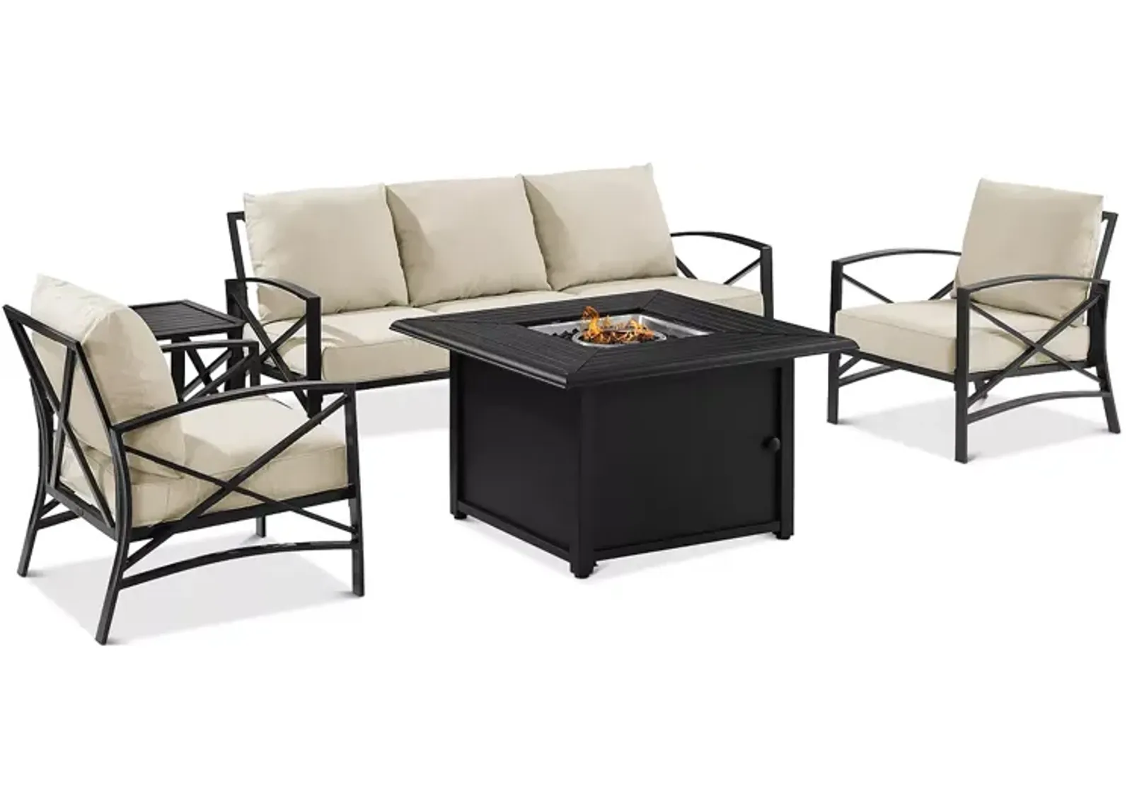 Sparrow & Wren Destin 5 Piece Outdoor Sofa Set with Fire Table