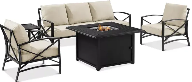 Sparrow & Wren Destin 5 Piece Outdoor Sofa Set with Fire Table