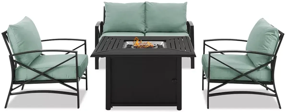 Sparrow & Wren Kaplan 4 Piece Outdoor Metal Conversation Set with Fire Table