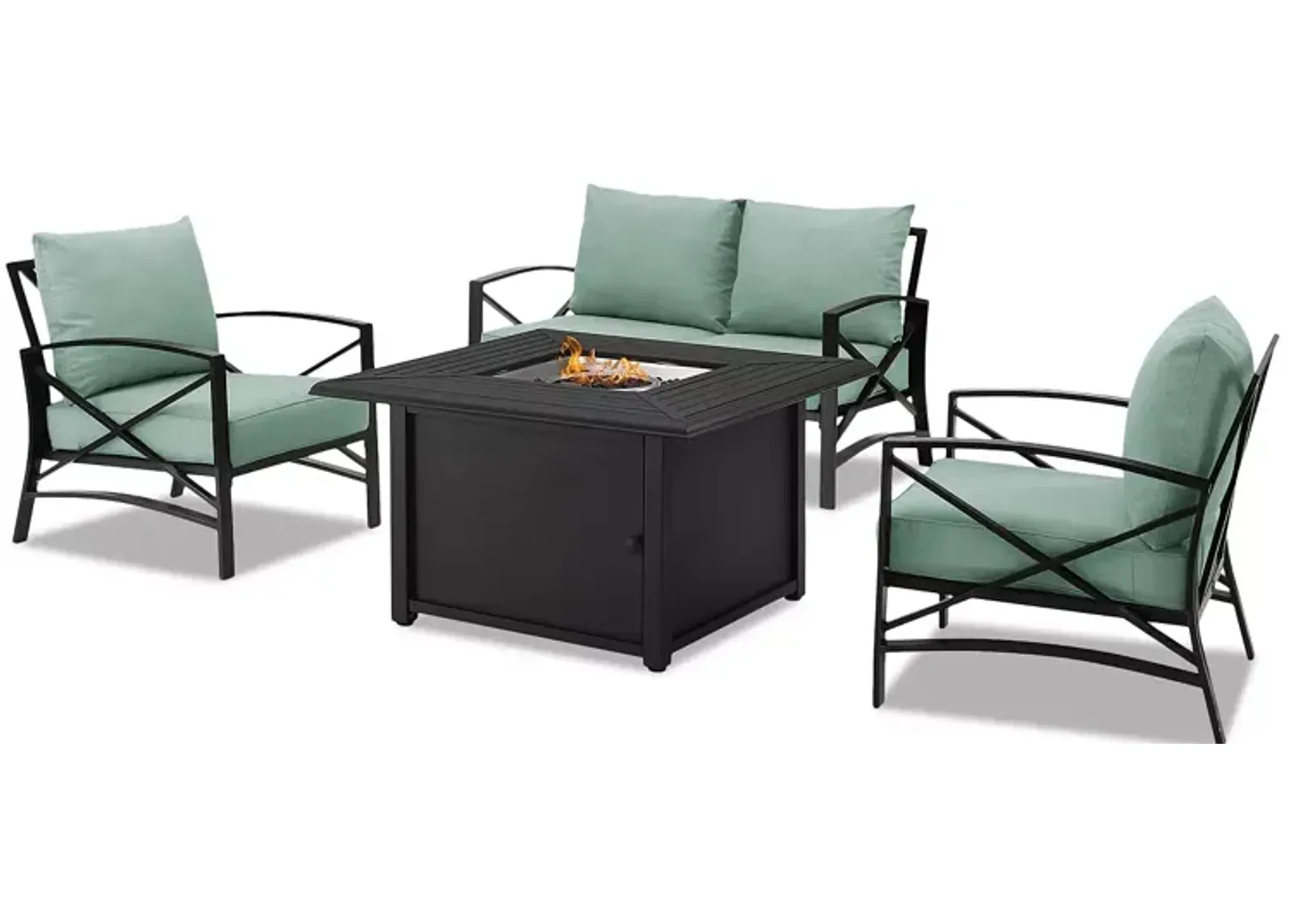 Sparrow & Wren Kaplan 4 Piece Outdoor Metal Conversation Set with Fire Table