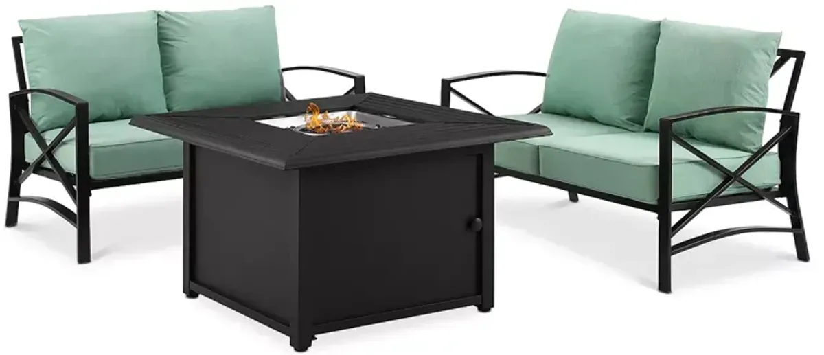 Sparrow & Wren Destin 3 Piece Outdoor Conversation Set with Fire Table