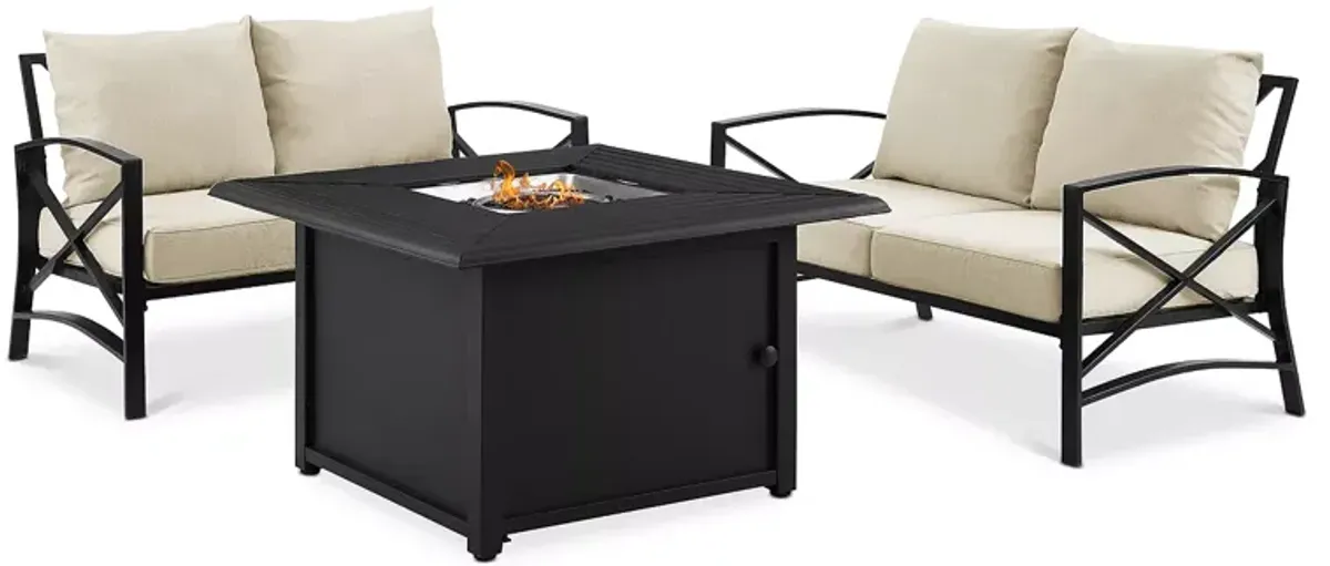 Sparrow & Wren Destin 3 Piece Outdoor Conversation Set with Fire Table