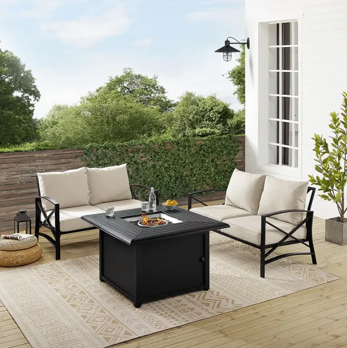 Sparrow & Wren Destin 3 Piece Outdoor Conversation Set with Fire Table