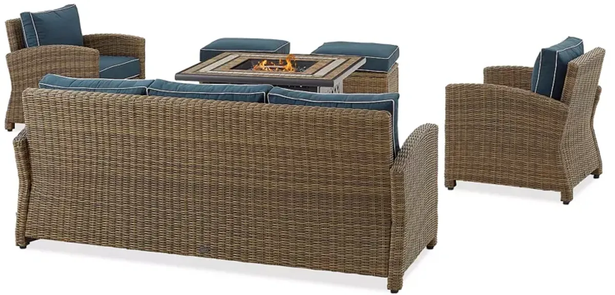 Sparrow & Wren Bradenton 6 Piece Outdoor Wicker Sofa Set with Fire Table