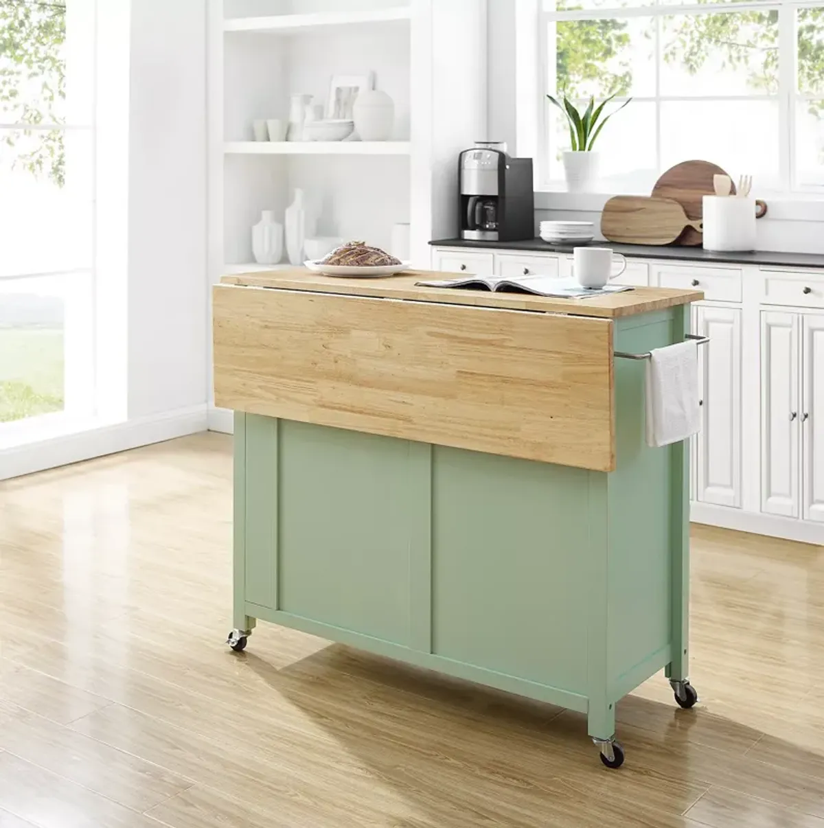 Sparrow & Wren Savannah Wood Top Drop Leaf Kitchen Island/Cart