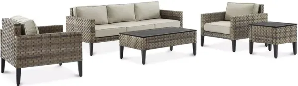 Crosley Prescott 5 Piece Outdoor Wicker Sofa Set
