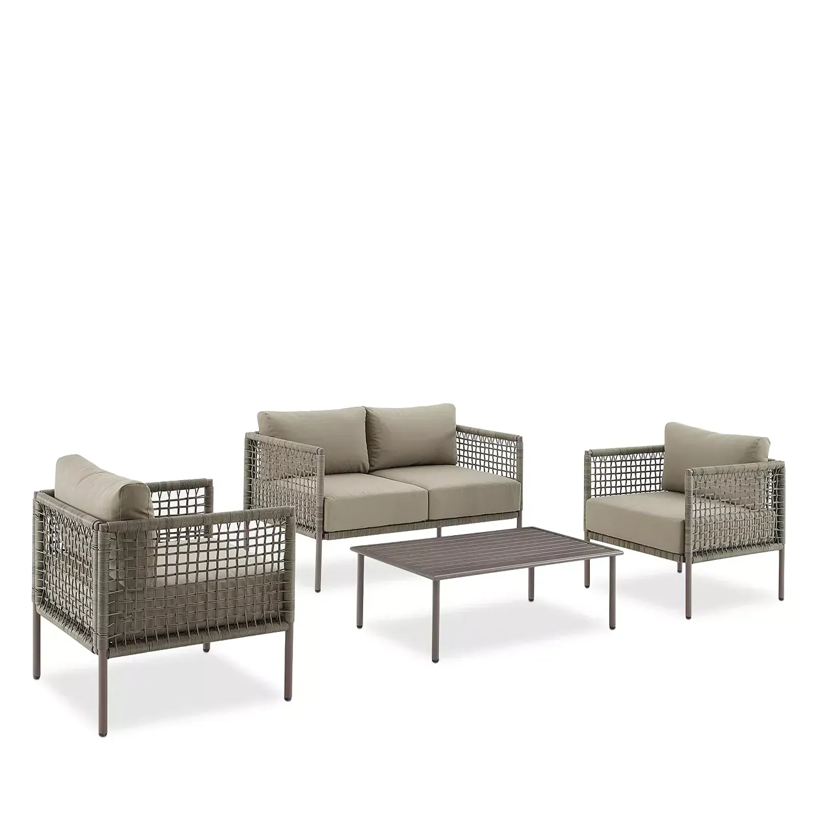 Sparrow & Wren Cali Bay 4 Piece Outdoor Wicker & Metal Conversation Set