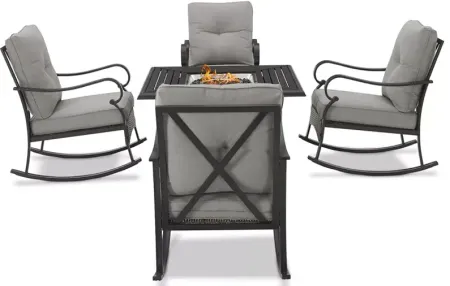 Sparrow & Wren Dahlia 5 Piece Outdoor Metal Conversation Set with Fire Table