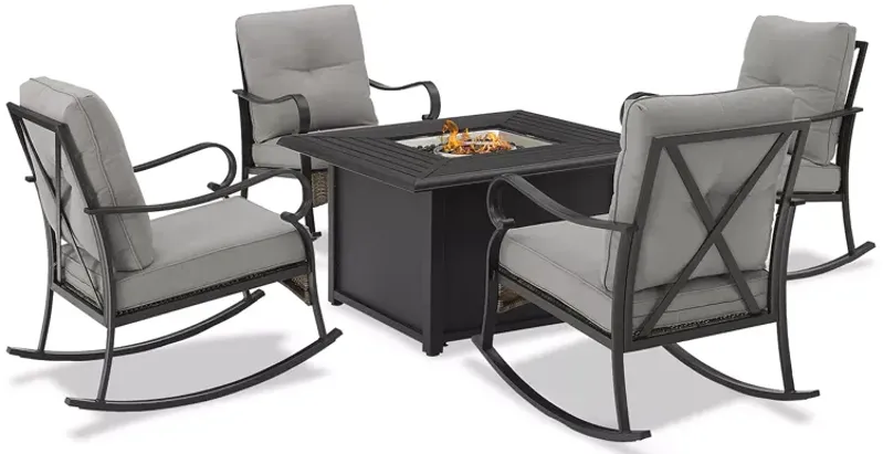 Sparrow & Wren Dahlia 5 Piece Outdoor Metal Conversation Set with Fire Table