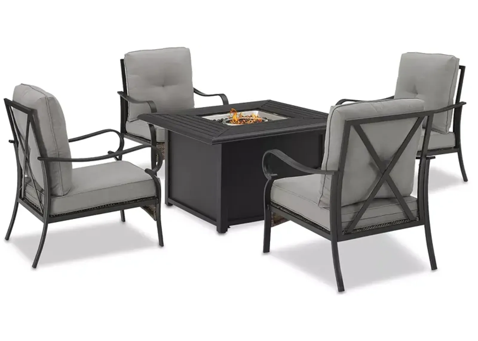 Sparrow & Wren Dahlia 5 Piece Outdoor Metal Conversation Set with Fire Table