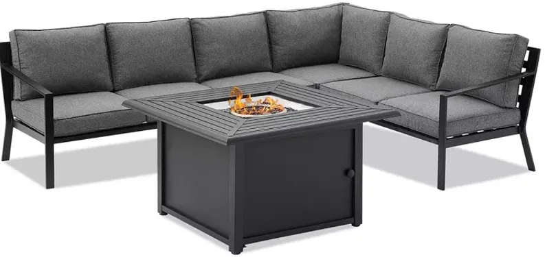 Sparrow & Wren Clark 5 Piece Outdoor Metal Sectional Set with Fire Table