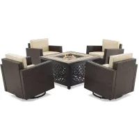 Sparrow & Wren Palm Harbor 5 Piece Outdoor Wicker Conversation Set with Fire Table