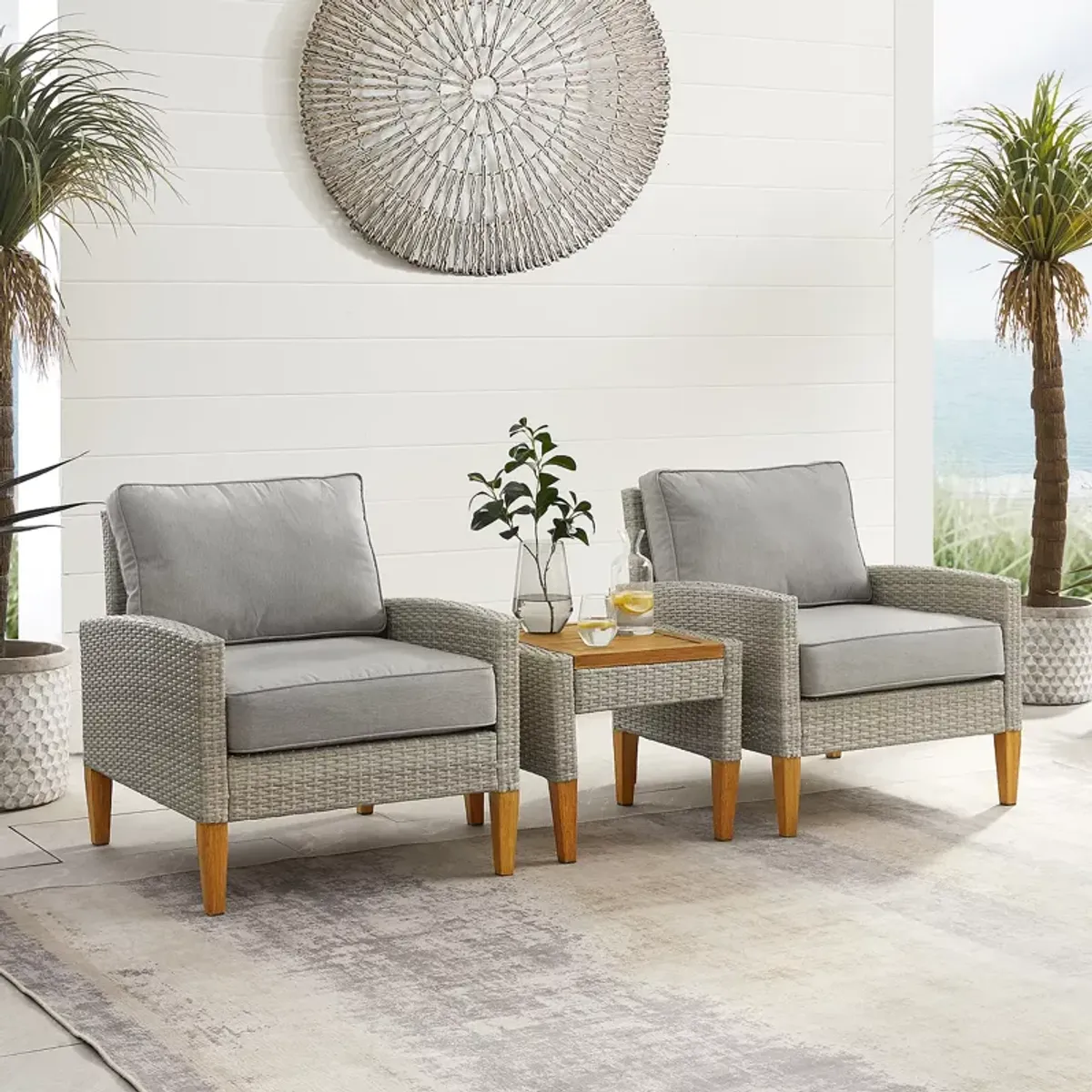 Sparrow & Wren Capella 3 Piece Outdoor Wicker Chair Set