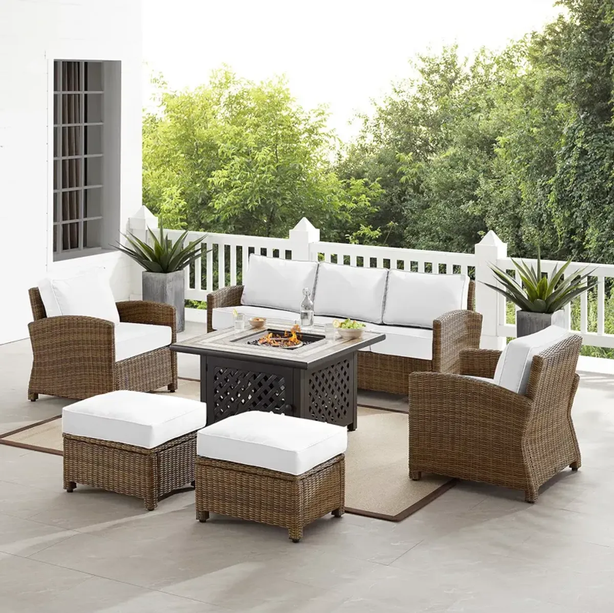 Sparrow & Wren Bradenton 6 Piece Outdoor Sofa Set with Fire Table