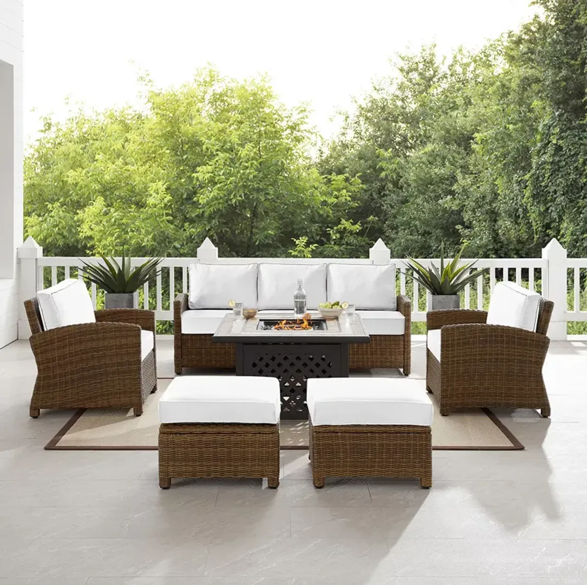 Sparrow & Wren Bradenton 6 Piece Outdoor Sofa Set with Fire Table